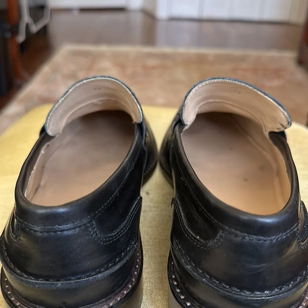 Bugatchi Men’s Black Leather Loafer Slip On Dress Shoe Size 11 Made in Italy